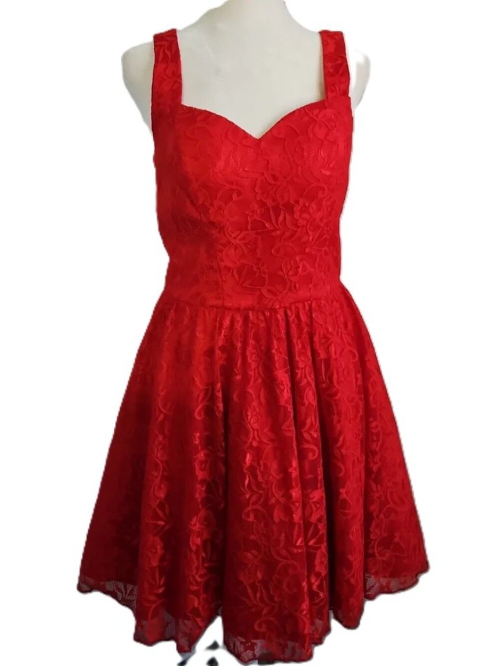 Chi Chi London Red Lace Fit & Flare Mini Dress Size 4 NWT